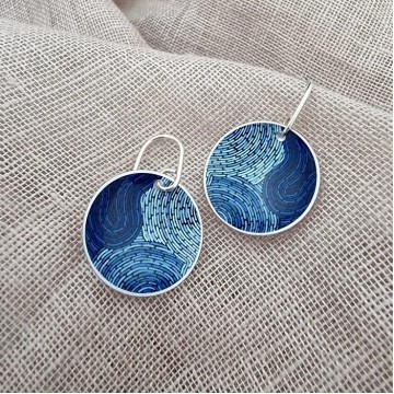 Earrings | Koorie Tales | Colour Season | Domed Earrings | Blues | 22mm Small hook